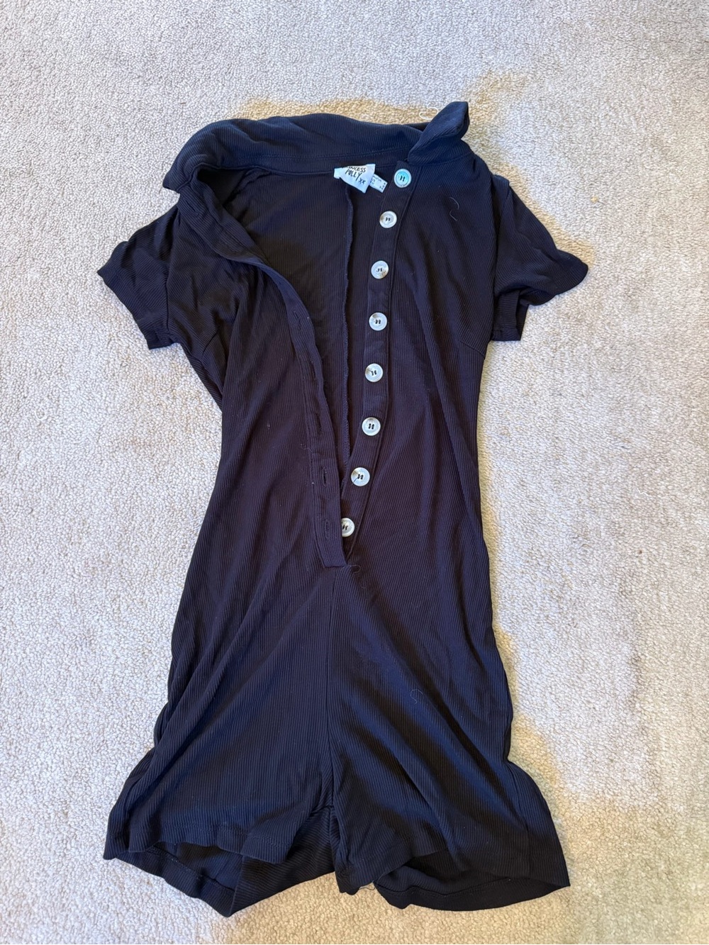Princess Polly Navy Short-Sleeve Kids One-Piece Romper with Button Front